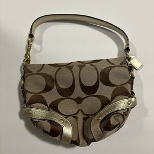 Coach Brown with Gold Accents Signature Shoulder Bag